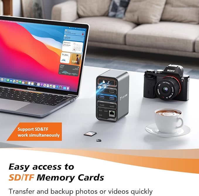 TobenONE Docking Station Dual Monitor with 100W GaN III Charger, USB C Docking Station Dual 4K HDMI for MacBook Pro/Air, Type C Dock with 2 HDMI, 7 USB, SD&Micro SD, Gigabit Ethernet, 87W PD, Audio