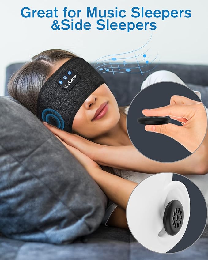 LC-dolida Sleep Headphones Bluetooth Music Band Headphones with Thin HD Stereo Speakers Perfect for Side Sleepers, Sport, Yoga, Travel