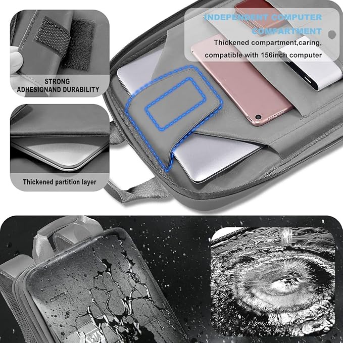 ZINZ Slim & Expandable Laptop Backpack 15.6 16 17 inch Travel Business Backpack Water-Resistant Daypack for Men and Women，Grey