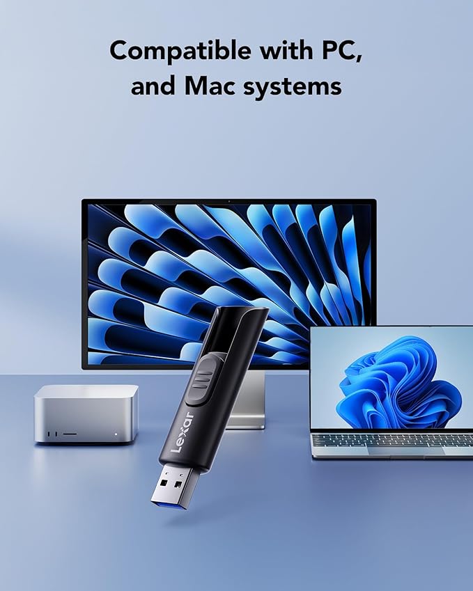 Lexar 64GB 3-Pack Flash Drive A30E USB 3.2 Gen 1, USB Drive up to 100MB/s, Storage Expansion and Backup for PC and Mac Systems