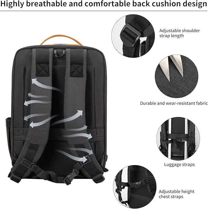 NOBLEMAN Travel Laptop Backpack Women Men, Slim Durable Computer Work Carry on Backpack with Laptop Luggage Sleeve for Airplanes, Business College Backpack with USB Port Fits 17 Inch Laptop(Black)