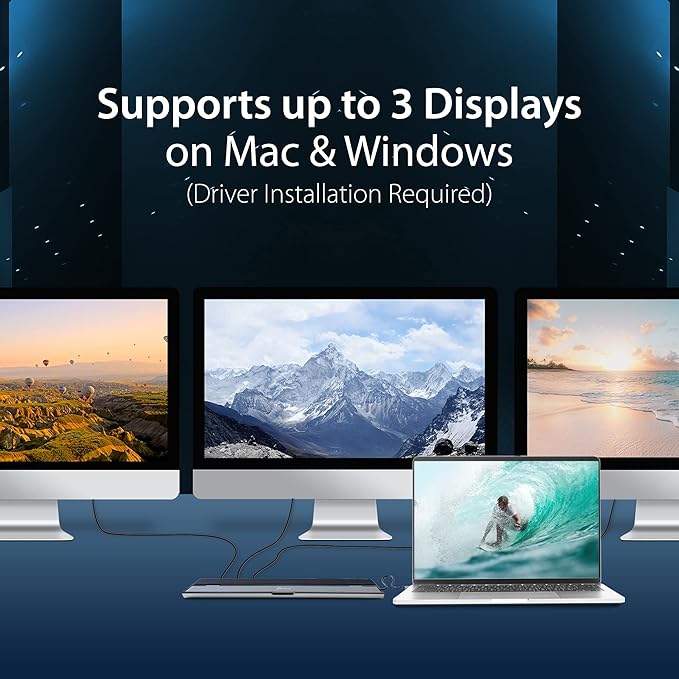 j5create USB Type C Docking Station with 100W PD Charger - Supports 3 Displays | HDMI, DisplayPort, VGA, 100W PD Charging, 1Gbps Ethernet | for MacBook Pro/Air, XPS, and More (JCD543P)