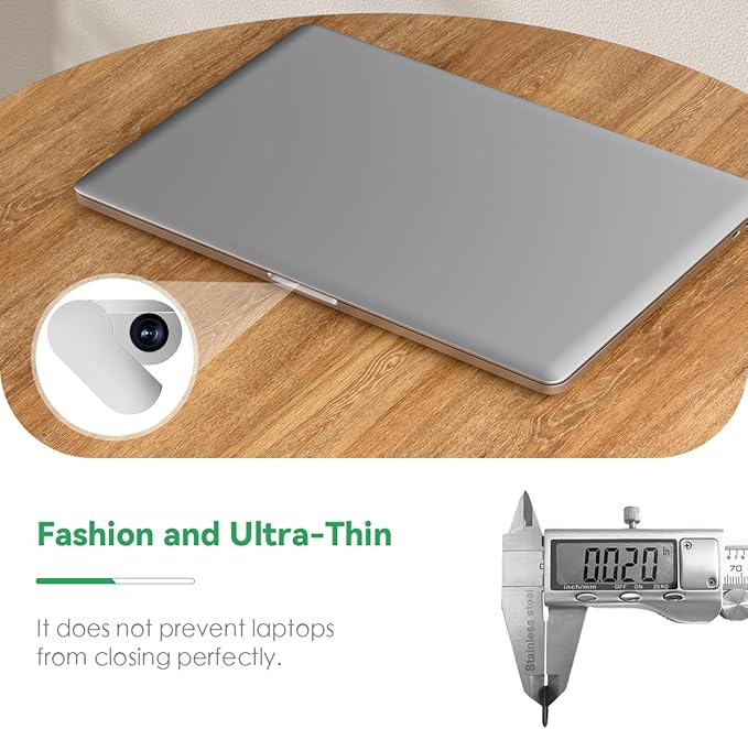 CloudValley Ultra-Thin Metal Webcam Cover for MacBook Pro/iPad/Laptop - 0.015" Privacy Camera Protector with 3M Adhesive (2-Pack) No Residue, Universal Fit for Laptop Accessories (Silver)