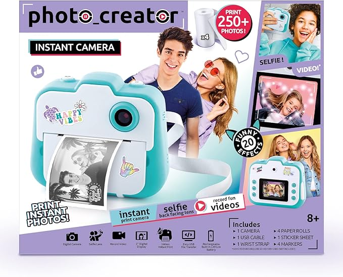 Canal Toys Photo Creator Instant Print Camera – Photo, Selfie and Video – Thermal Paper for 250 Photos – LCD Screen. 8+