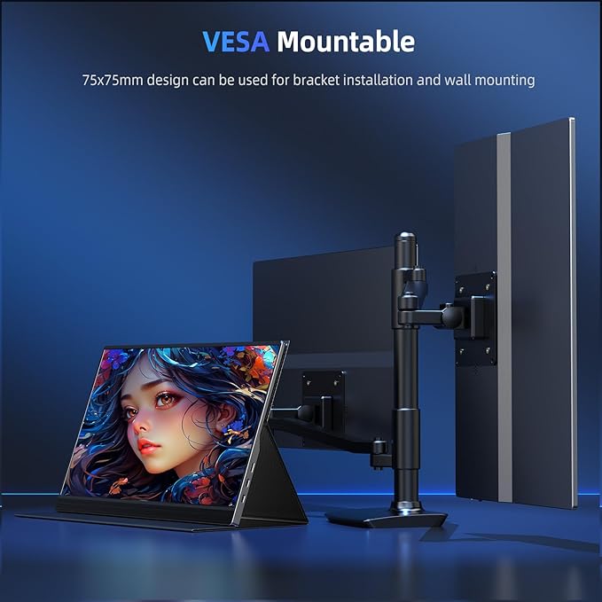 UPERFECT Portable Monitor 4K 15.6" QLED| 400 Nits Laptop Monitor | 3840 * 2160 UHD 100% AdobeRGB | 1MS FreeSync | USB-C & HDMI | VESA & Kickstand | Travel Second Screen for Computer, Game Consoles