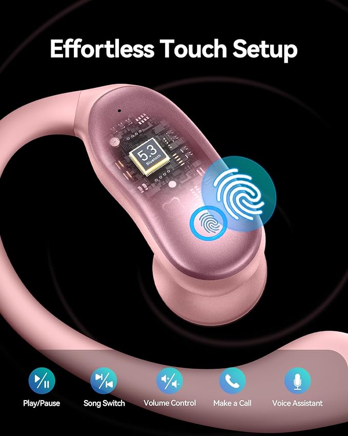 Active Noise Canceling Ear Buds Wireless Earbuds 96hrs Playback Bluetooth Headphones IPX7 Waterproof Stereo Bass Over-Ear Earphones with Earhooks Microphone LED Battery Display for Sports Workout