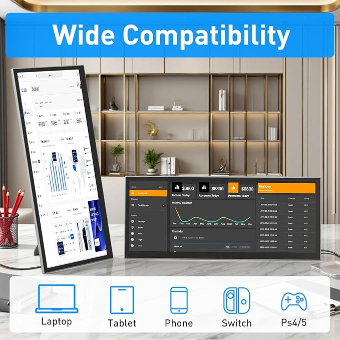 Maxfree Portable Monitor Touchscreen, 13" 1080P 10-Point Touch Screen Monitor with Kickstand & Speaker, Plug & Play, Laptop Screen Extender for Laptop/Windows/MacOS/Android/PS4/5/Xbox/iPad