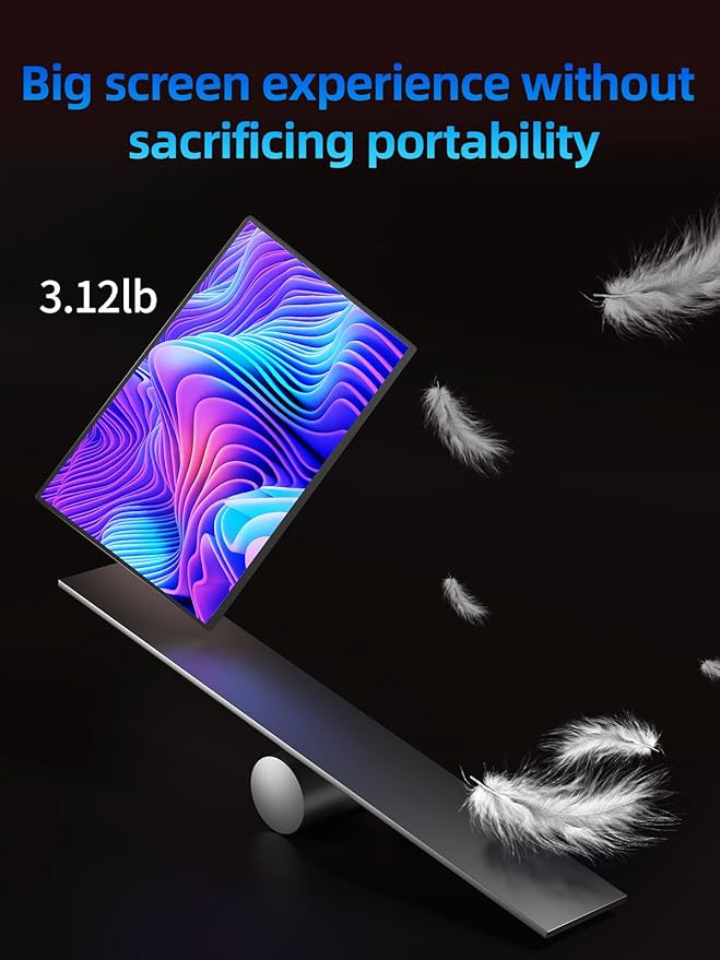 18.5” 100Hz Portable Monitor FHD 1080P IPS Screen 100% sRGB Aluminum Alloy Shell,Built-in Stand,HDMI/USB-C,for Gaming,Laptop,PC,Mac,Phone,Switch,Xbox
