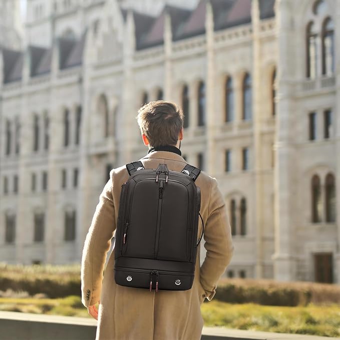 Somago Laptop Backpack Carry On Water Resistant Durable Daypack Backpack fits 16 inch Laptop Anti Theft Travel Rucksack Backpack with Shoe Compartment Luggage Strap for Men Women, 33L, Black