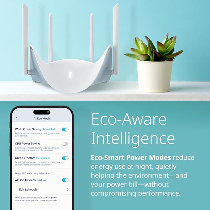 D-Link BE9500 Tri-Band Wi-Fi 7 Smart Router (R95) – Sculptured-Wing Design, 2.5 GbE, Self-Optimizing Mesh, Multi-Link, Multi-Gig, Parental Controls, Alexa/Google Ready