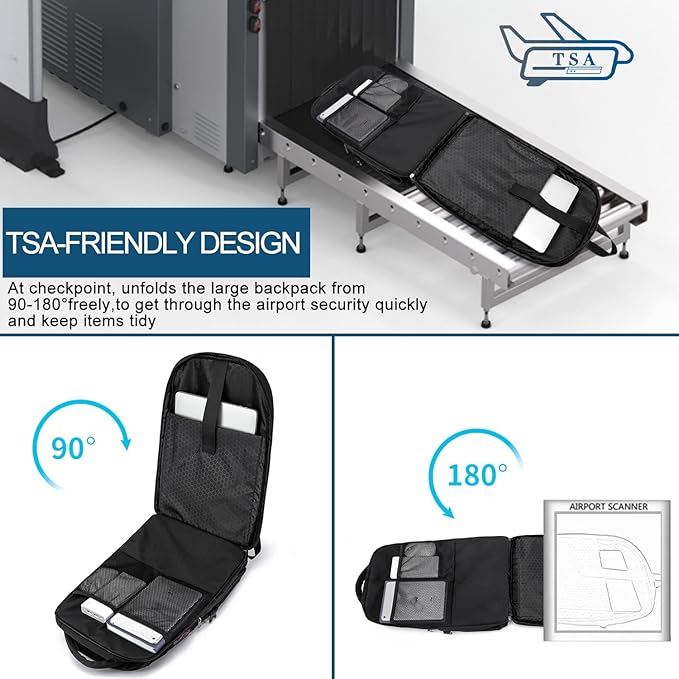 Travel Laptop Backpack, Anti Theft Backpack for Men and Women with USB Charging Port Business Computer Backpack Bag (Black 2811-17 Inch)