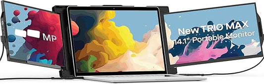 New Mobile Pixels Trio Max Portable Monitor, 14.1" Triple Monitors for 15''-17.3'' Laptops (Built-in Kickstand), USB A/Type-C FHD Laptop Screen Monitor(Optional Magnets), Windows/Android/macOS/Switch