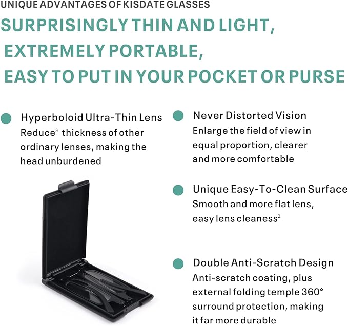 Case Upgrade Ultra-light and Thin Foldable Reading Glasses Folding Readers for Men Women Compact Portable Rectangle Eyewear Case (Teal, 2.5)