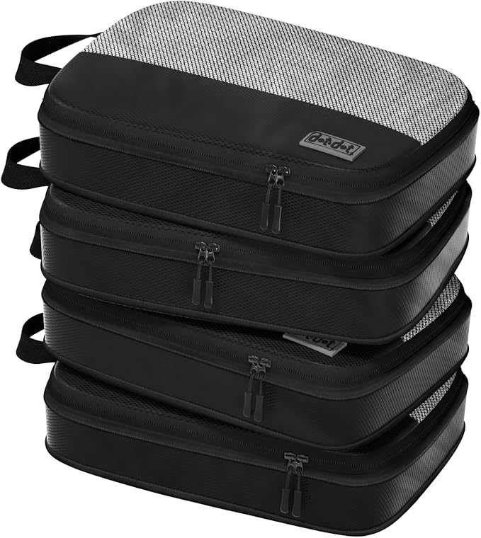 Dot&Dot 4pc Medium Compression Packing Cubes for Travel - Luggage Packing Organizers - Travel Packing Cubes for Suitcases
