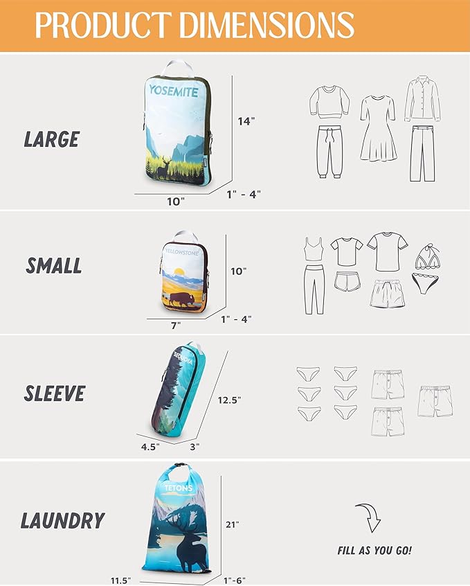 Compression Packing Cubes Set for Travel - Lightweight, Durable Clothes Organizer for Carry-On Luggage and Suitcases by TRIPPED Travel Gear