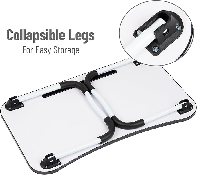 Mind Reader Lap Desk Laptop Stand, Bed Tray, Folding Legs, Couch Table, Portable, MDF, 23.25" L x 13.75" W x 10.5" H, Black