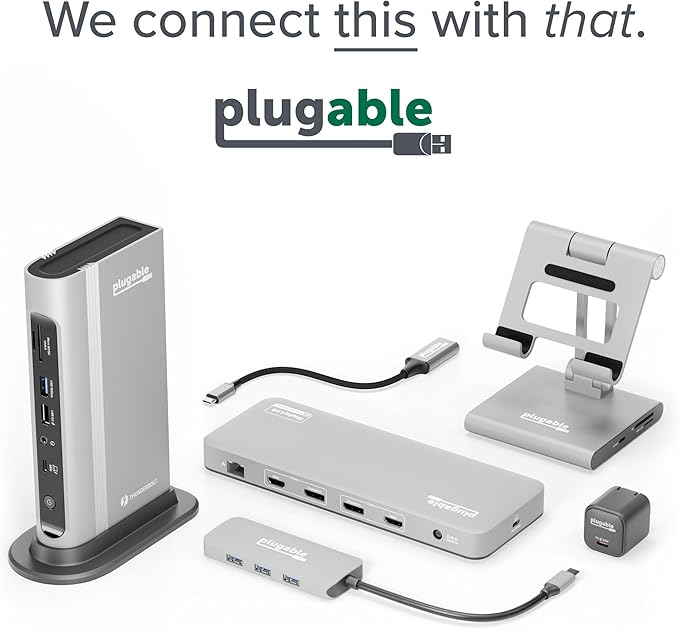 Plugable USB C Docking Station Dual Monitor, 11-in-1, USB4 40G 100W Laptop Charging Dock for Windows and Thunderbolt, 4K HDMI 2.1 upto 120Hz, 2.5Gbps Ethernet, SD Reader, 20W USB-C Charging Driverless
