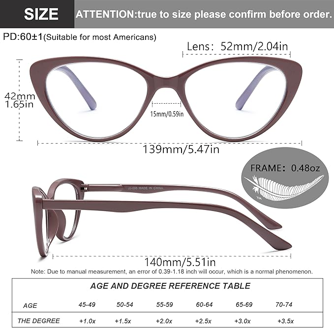 EYEURL Cat Eye Reading Glasses for Women - 2 Pack Blue Light Blocking Computer Readers 2.00 Spring Hinge Anti Glare/UV Ray Eyeglasses