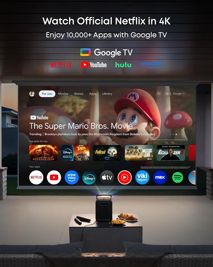 NEBULA X1 Triple Laser 4K Projector, Nebulamaster, 3500 ANSI Lumens, 56000:1 Contrast, 40W Stereo Sound, 0.9-1.5 Optical Zoom, Smart AI, Dolby Vision, 300" Screen, Built-In Micro Gimbal, GTV, Portable