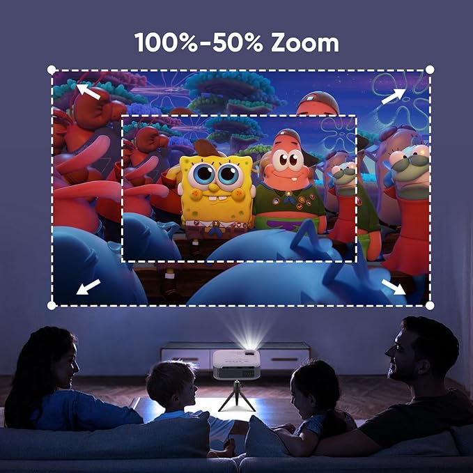 Mini Projector, 2025 Upgraded 1080P HD Projector, Portable Projector with Bluetooth, Movie Projector Compatible with Smartphone/Laptop/TV Stick/HDMI/USB