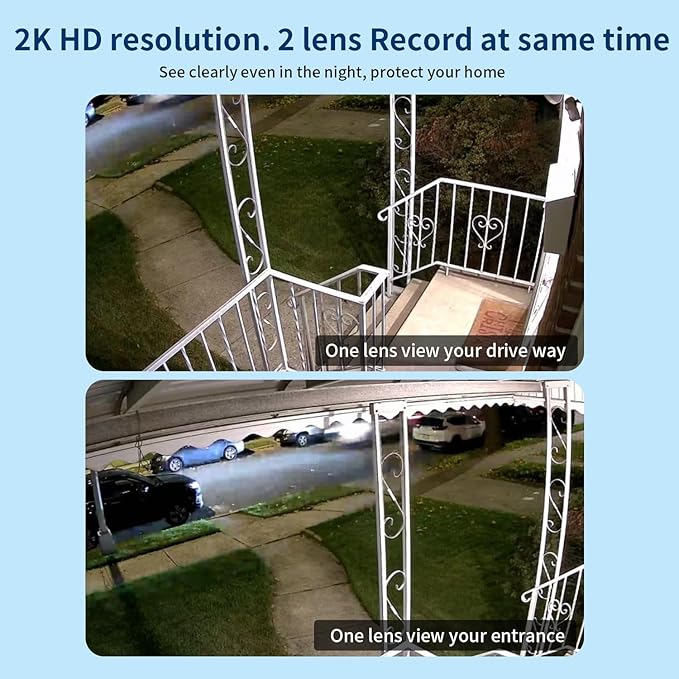 Security Cameras Outdoor WiFi,5G/2.4G Cameras for Home Security with Dual Lens,Motion Tracking,Night Vision,24/7 continous Record,Work with NVR/DVR Surveillance System,Weather Proof,SD/Cloud Storage