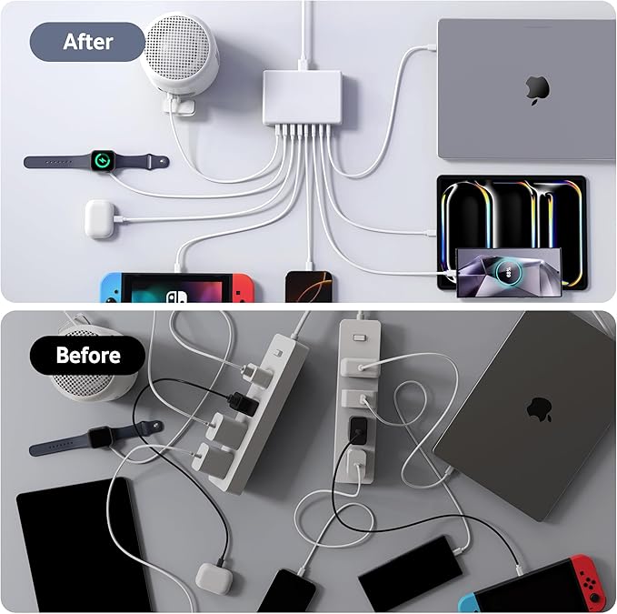 260W USB C Charger Block, GaN USB 8-Port Fast Charging Station Hub, QC 4.0 Fast Charging Cube+PD 100W 65W C Laptop Charger for MacBook Pro Air iPad iPhone 13/14/15/16/17/Pro Max,Plus,Galaxy