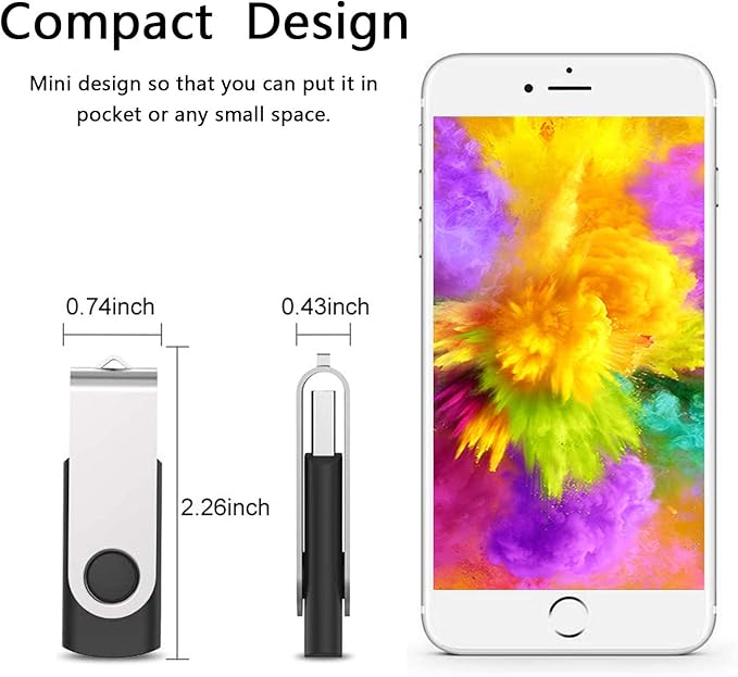 KOOTION 16 GB USB 3.0 Flash Drive 16gb Flash Drives 10pcs Thumb Drive Keychain Jump Drive Swivel Memory Sticks, Black