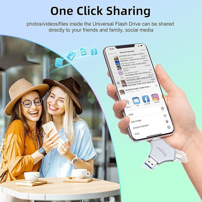 MFi Certified USB 3.0 Flash Drive 128GB for iPhone, 3in1 External Memory Photo Keeper Storage Stick for Picture/Video/Data Saver/Backup, High Speed Thumb/Jump/Hard Drives for iPhone/iPad/Android/PC