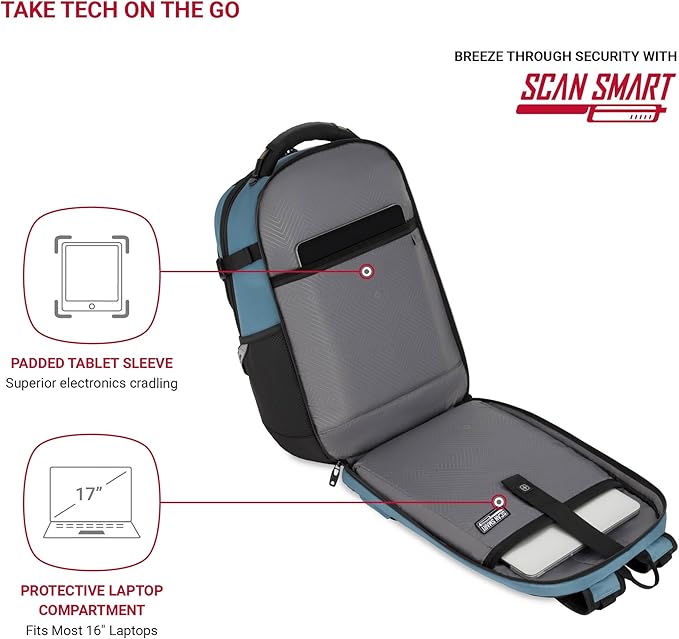 The Travel Tech Pro ScanSmart Laptop Backpack