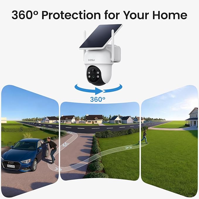 AOSU Security Cameras Wireless Outdoor, 6-Cam Kit, No Subscription, Homebase Expandable to 1TB (32GB Built-in), 5MP Solar Camera Wireless Outdoor, 360° Pan & Tilt, Human Auto Tracking, Easy Setup