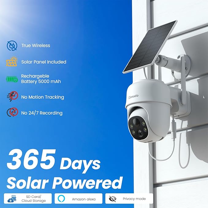 2K Cameras for Home Security-2.4G WiFi Outdoor Camera Wireless Solar/Battery Powered, 360° Viewing, Human Detection, Color Night Vision, Cloud/SD Storage B6 (B6-White-3pack-2.4G)