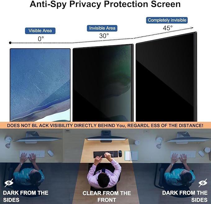 Hanging Computer Privacy Screen Protector Shield Compatible for 23/24 Inch Widescreen Desktop Monitor -Anti Glare & Blue Light Filter-Hanging Design for Easy On/Off