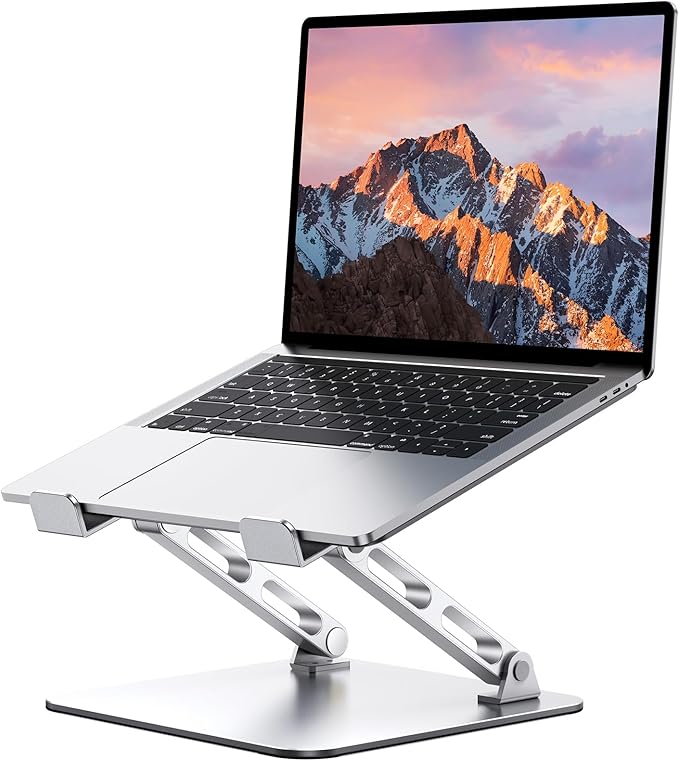 Ergonomic Laptop Stand, Dual-Bar Support & Height Adjustable Laptop Riser Holder for Desk, Ventilated & Portable Computer Notebook Stand Mount, Compatible with MacBook Air Pro/Dell/HP (10"-16")