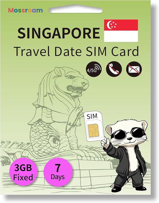 Prepaid Singapore SIM Card,3GB Fixed Data for 7 Days - Fast 5G/4G LTE - No Contracts, No Roaming Fees - Perfect for Tourists & Travelers