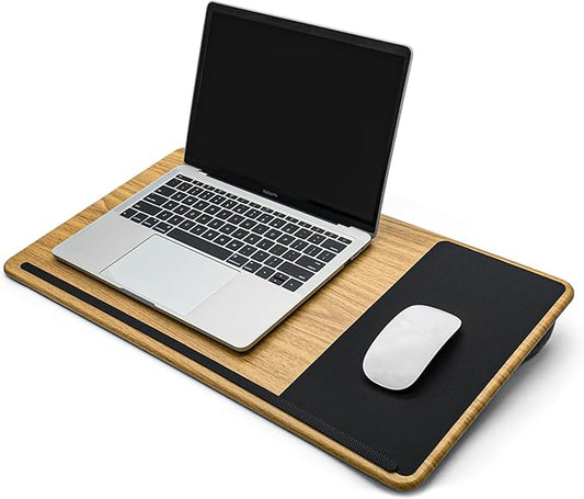 Lap Desk with Soft Cushion and Wrist Rest – Portable Laptop Desk for Bed, Couch & Home Office, Removable Mouse Pad & Anti-Slip Strip for 17 inch Laptop (Large, Wood Pattern)