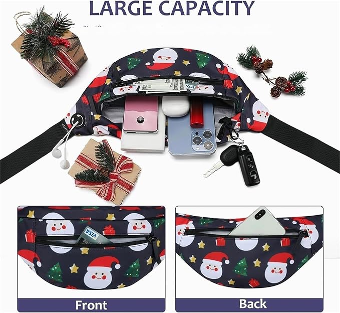 MAXTOP Large Crossbody Fanny Pack with 4-Zipper Pockets,Gifts for Enjoy Sports Festival Workout Traveling Running Casual Hands-Free Wallets Waist Pack Phone Bag Carrying All Phones