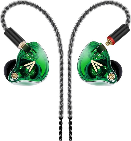 Vibes 202 Wired Earbuds - HiFi in Ear Monitor Headphones – Professional Noise-Isolating Ear Buds - Clear Sound, Deep Bass & Comfort-Fit IEM Earphones - MMCX to 3.5mm, Silver Plated Cord, Carrying Case