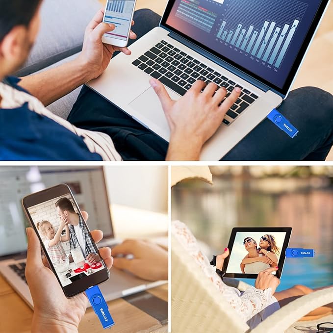 Thkailar 64GB 5 Pack USB C Flash Drive 3.1-2 in 1 Thumb Drive with USB A and Type C Port-Compatible with Android Phone/Mac Pro/PC/TV