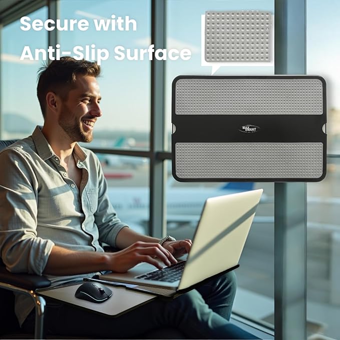 Portable Laptop Lap Pad, Laptop Desk with Retractable Mouse Tray, Sturdy Stable Work Surface for Bed Sofa Couch or Travel