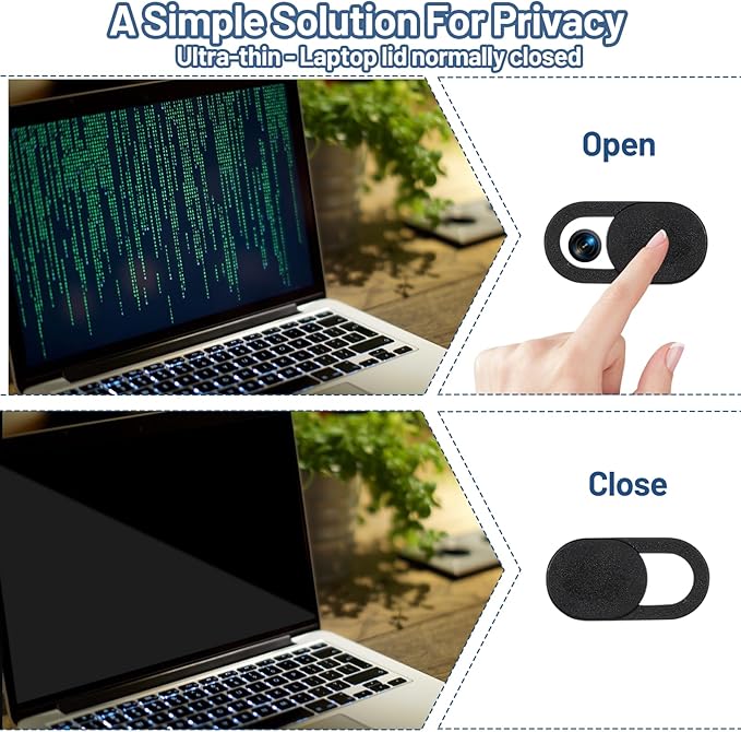 60 Pcs Webcam Cover Slide Universal Ultra Thin Laptop Camera Cover Slide Web Camera Covers Blocker Slider Protect Your Visual Privacy Cell Phone Accessories for Laptop Computer (Black)
