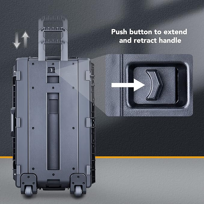 Lykus HC-7530 Large Waterproof Hard Case with Wheels and Customizable Foam, Interior Size 29.5x17.7x11.8 inch, Suitable for cameras, lenses, electronic equipment and more