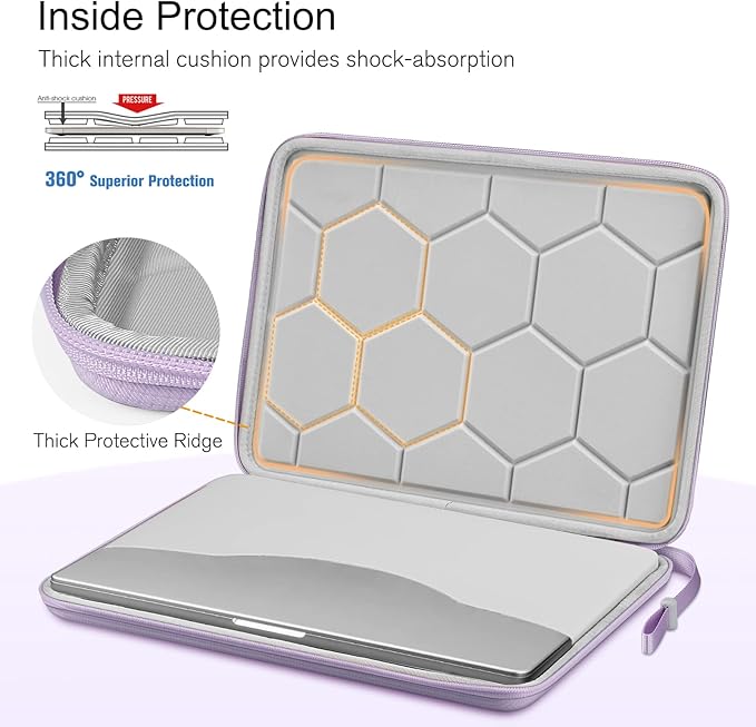 FINPAC 15.6-inch Hard Laptop Sleeve Case Compatible with 15.6 Inch Acer Aspire, Shockproof Computer Carrying Case for 15.6 Inch HP Dell Razer Samsung Laptop Chromebook (Lilac)