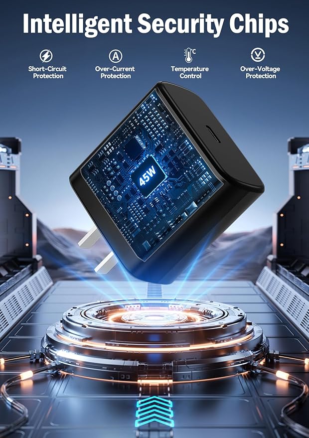 45W Super Fast Charger for Samsung, 6.5FT/2M USB C Charger Fast Charging for Samsung S25/S24/Plus/Ultra, PD 3.0 GaN Type C Charging Block Compatible with iPhone 17/16/15 and More