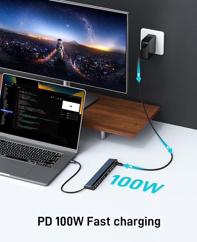 USB C Docking Station Dual Monitor, 12-in-1 Laptop Dock with Dual HDMI 4K@30~60Hz, PD-in 100W, 5Gbps USB Ports*4, SD/TF Slot, Gigabit Ethernet, 3.5mm Audio for MacBook/Dell/HP/Lenovo/Asus/Acer