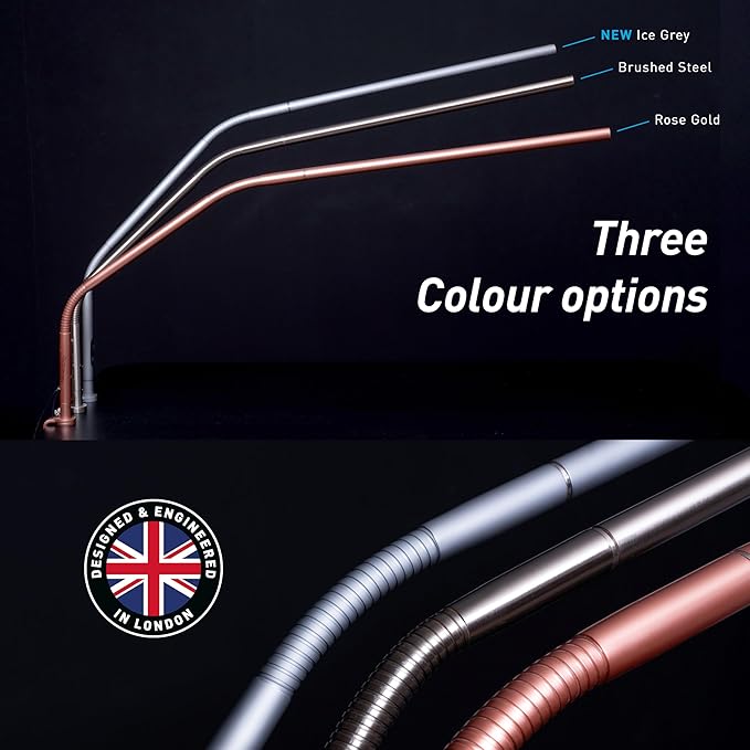 daylight Slimline 4™ LED Table Lamp in Rose Gold - 6,000K, 3,200 Lux, 4 Brightness Levels, USB-C Charging Port, Anti-Glare Diffuser, Flexible Design, Art & Craft, Sewing, Nail Salon