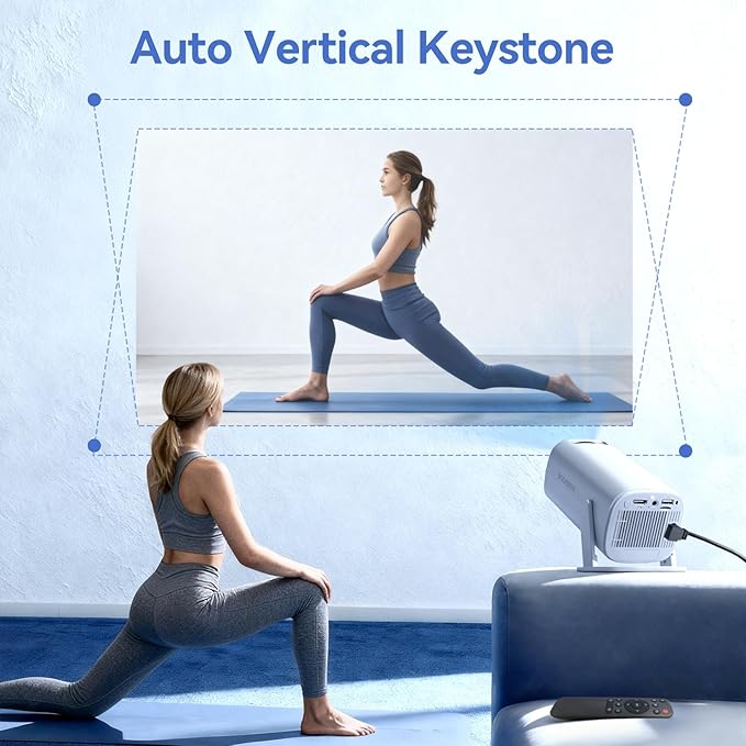 Mini Projector with WiFi 6 and Bluetooth 5.0, Portable Projector 4K support with Android14 System, 210° Rotation, Auto Vertical Keystone Smart Proyector for Home Theater, Business Presentation, Gaming