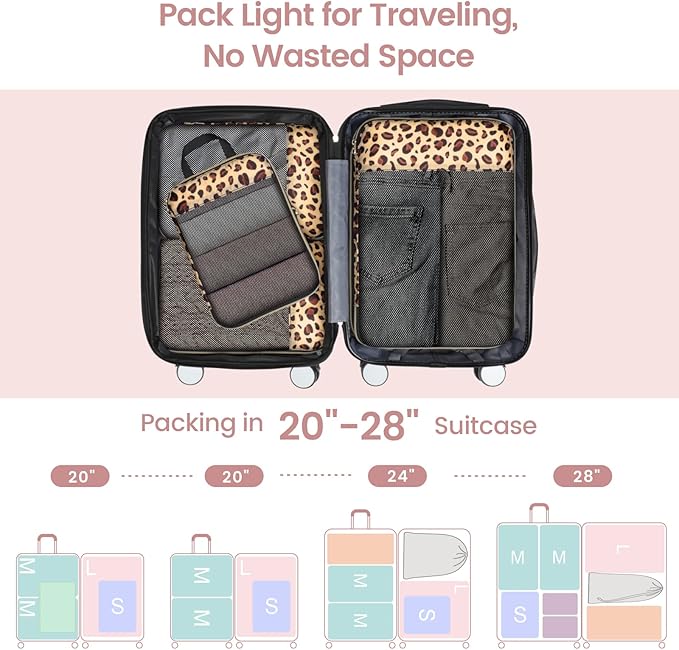 Cambond Compression Packing Cubes for Travel Women - Travel Bags Luggage Organizers Travel Essentials Compression Cubes for Travel Carry on Suitcases Organizer