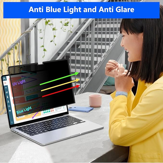 ZOEGAA MacBook Air 13 inch Privacy Screen (2018~2021,M1), Removable Privacy Screen MacBook Pro 13 inch(2016~2023), Reusable Laptop Privacy Screen and Anti-Spy Anti-Blue Light Anti-Glare Protector