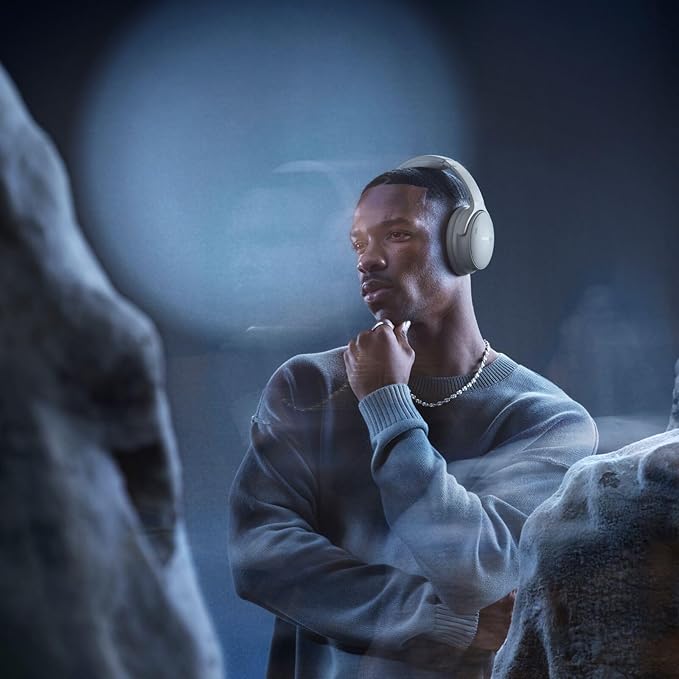 Bose QuietComfort Headphones - Wireless Bluetooth Headphones, Active Over Ear Noise Cancelling and Mic, USB-C Charging, Deep Bass, Up to 24 Hours of Playtime, Moonlight Grey - Limited Edition Color