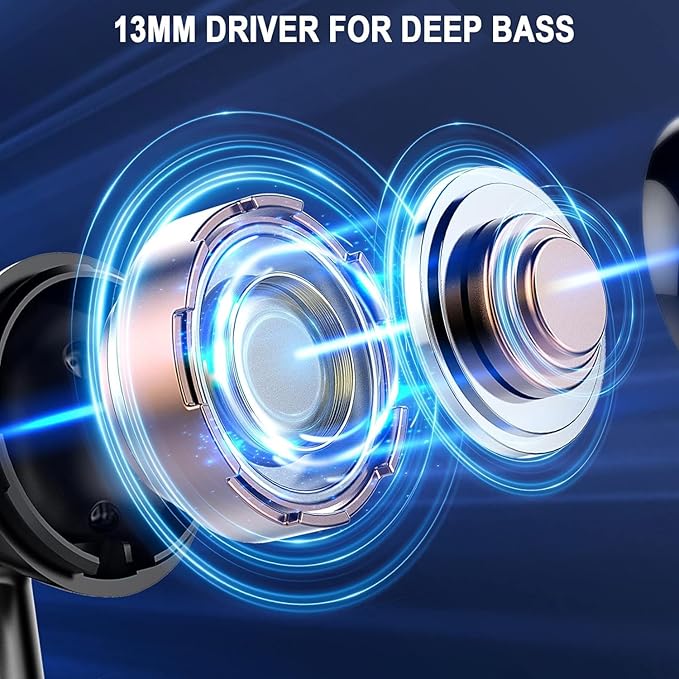 Wireless Bluetooth 5.4 Earbuds, Ear Buds LED Power Display Headphones 6D Stereo, Bluetooth Earbuds in-Ear Noise Cancelling Mic, 40H Playback Mini Case IP7 Waterproof Sports Earphones for Android iOS